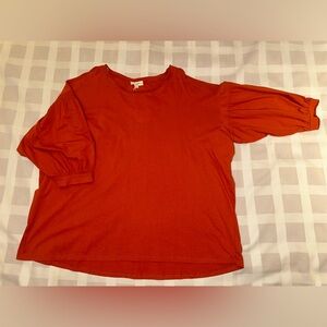 Umgee red puff sleeve shirt